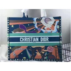 Чанта Dior Book Tote от велур, кожа Aladin, многоцветна и синя