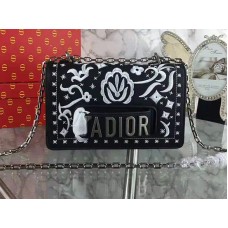 Мини чанта Dior J'Adior с бродирани цветя в черно и бяло