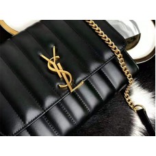 Saint Laurent Vicky Medium в цвят Matelass? Черен от агнешка кожа