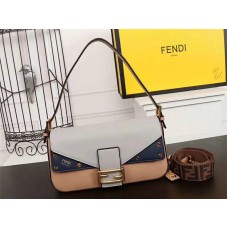 Чанта Fendi Baguette Ff Crossbody в синьо и сиво