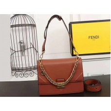 Чанта от телешка кожа Fendi Kan I, кафява