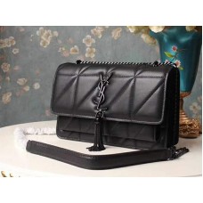 Saint Laurent Jamie Medium Carre Rive в черно с телешка кожа