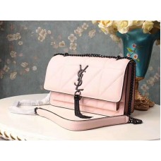 Saint Laurent Jamie Medium Carre Rive в розово с еленова кожа