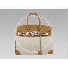 Hermes Birkin 35 см чанта Toile и Togo кожа тен