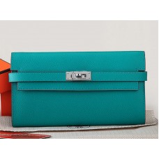 Hermes Epsom Original Calfskin Kelly Long Portfair Turquoise