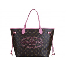 Louis Vuitton 2013 Monogram Neverfull Gm розов велур