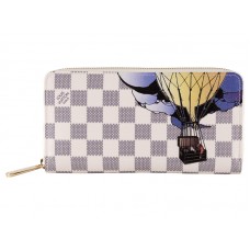 Louis Vuitton Damier Azur Zippy Illustre Носталгична рекламна клипс с цип, дълга