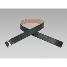 Луи Вютон Инициали Черен кожен колан със сребърна катарама