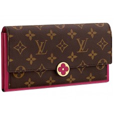 Портфейл Louis Vuitton Flore с монограмно платно, цвят фуксия, m64585