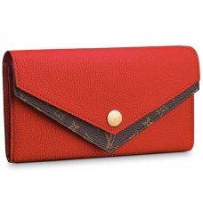 Louis Vuitton двоен V портфейл с монограм Taurillon Leather Rubis m64317