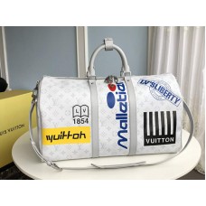 Чанта Louis Vuitton Monogram Canvas Keepall Bandouli?Re 50 White m44643