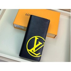 Кожен портфейл Louis Vuitton Epi Brazza черен с жълти инициали m67910