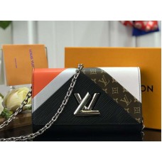 Портфейл Louis Vuitton Epi Leather Twist Chain в черно-кафяво m60998
