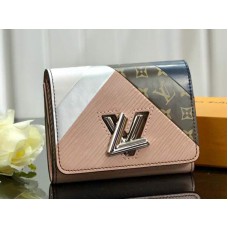 Компактен портфейл Louis Vuitton Epi Leather Twist, бяло-розов, m67799