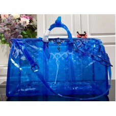 Чанта Louis Vuitton Monogram Embossed Pvc Keepall Bandouliere 50 Blue?m53272